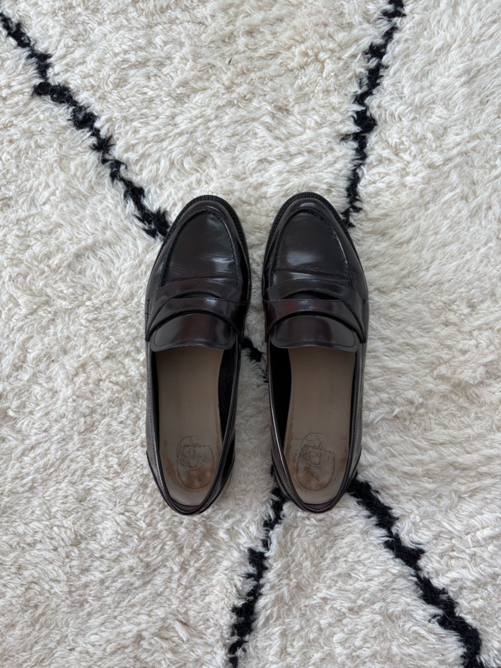 Massimo Dutti Dark Brown Leather Penny Loafers